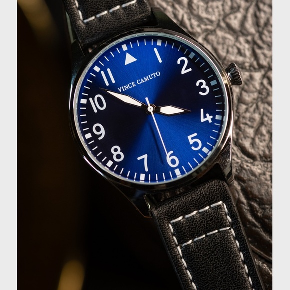 VINCE CAMUTO • Aldo Pilot Men’s Watch • Blue Face Black Straps • - Picture 6 of 6